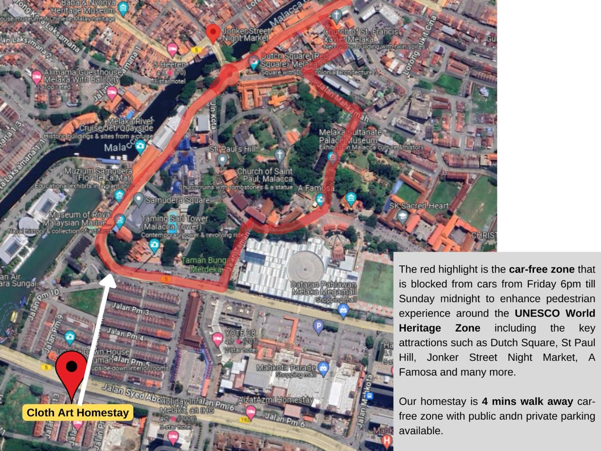 "Cloth Art Homestay" 4 Min Walk To Car Free Zone By Shine Stay Malacca Extérieur photo